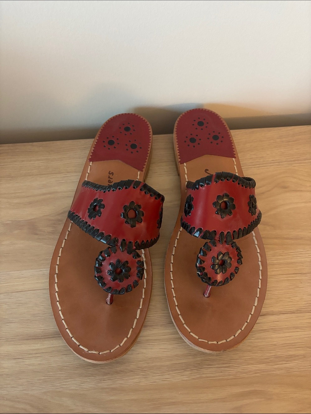Jack Rogers Women’s Sandals, Red and Black leather size 7
